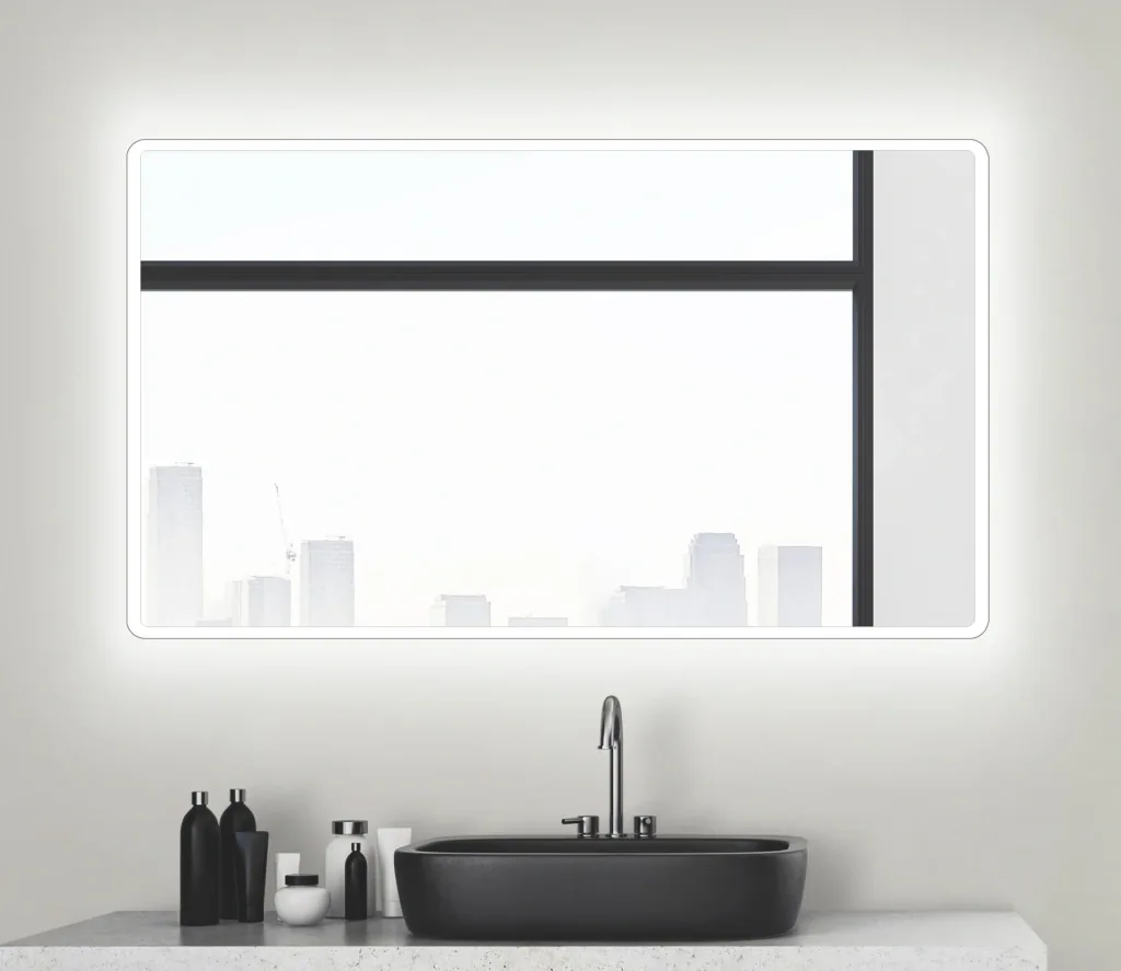 Badezimmerspiegel mit Beleuchtung, "Moon" - 120 x 70 cm Lichtfarbe neutralweiß