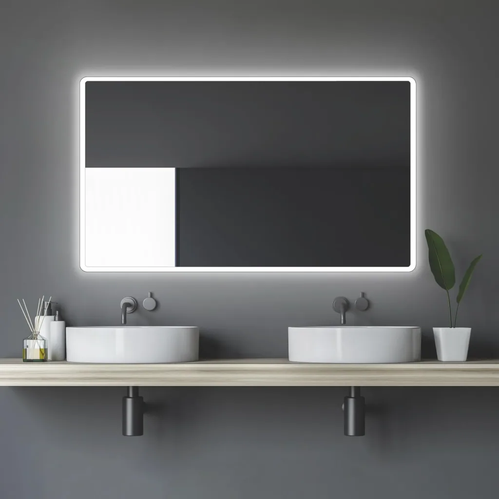 Badezimmerspiegel mit Beleuchtung, "Moon" - 120 x 70 cm Lichtfarbe neutralweiß