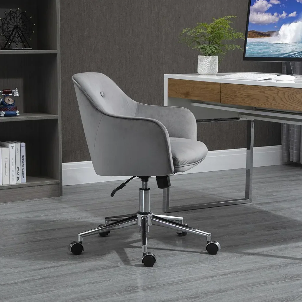 Bürostuhl mit Wippenfunktion Home-Office-Stuhl höhenverstellbarer Schreibtischstuhl ergonomisch 360°-Drehräder Samt-Tou