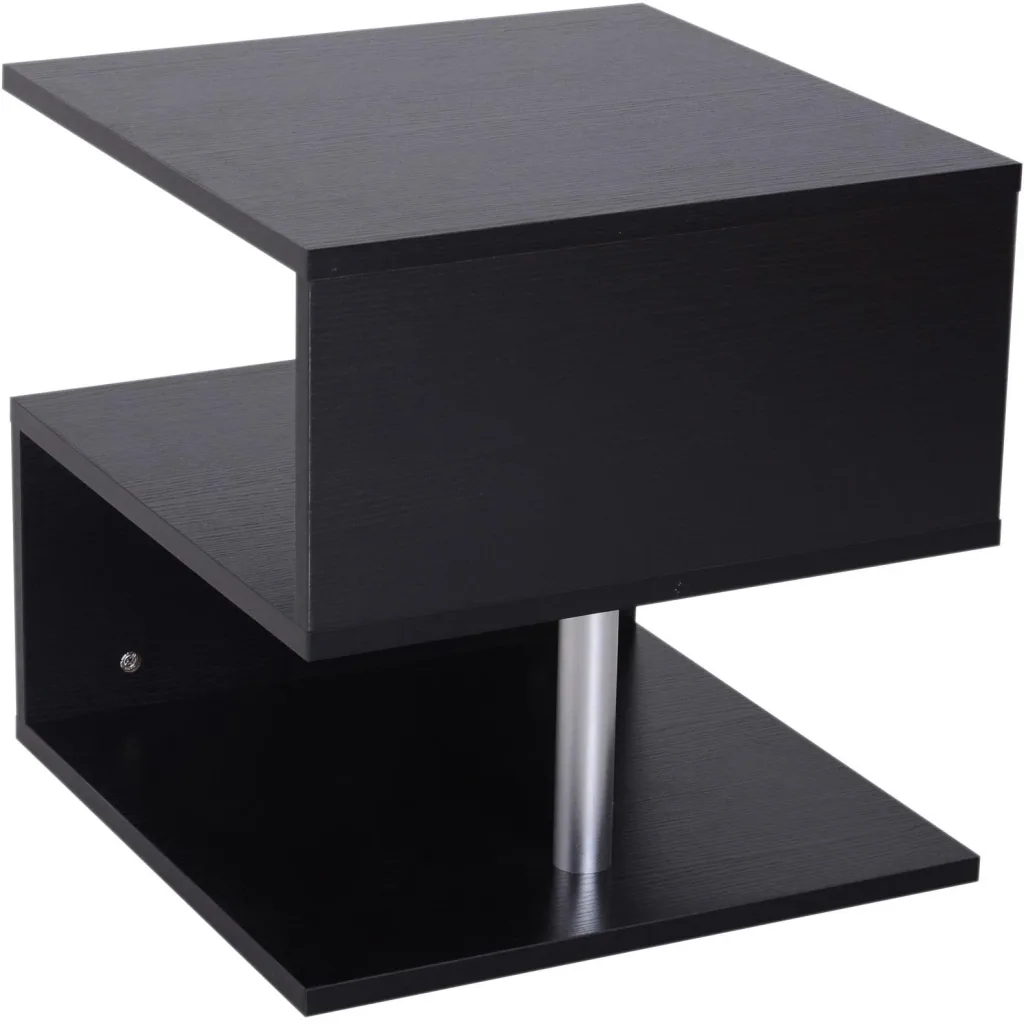 Beistelltisch Couchtisch Sofatisch 3 x Fach Spanplatte + Alulegierung Schwarz 48 x 48 x 48 cm