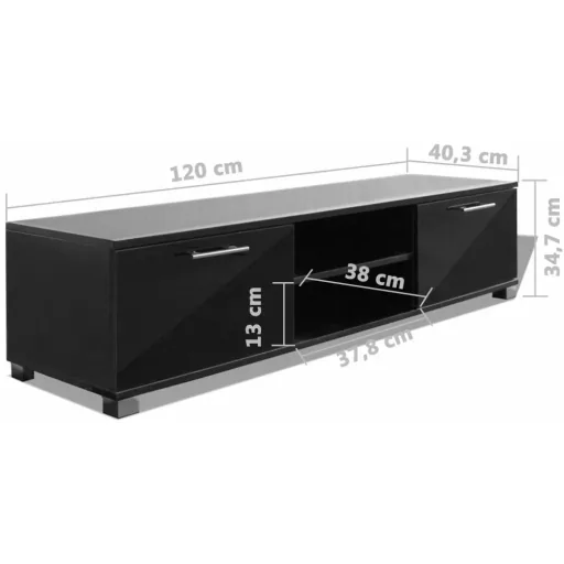 TV-Schrank 120x40,3x34,7 cm Hochglanz schwarz
