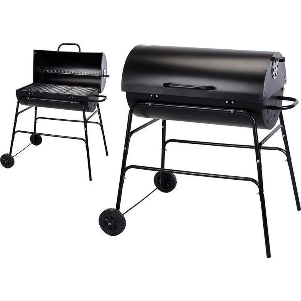 BBQ XL Holzkohlegrill - Zylinderform - Grillfläche (LxB) 71 x 35 cm - Schwarz