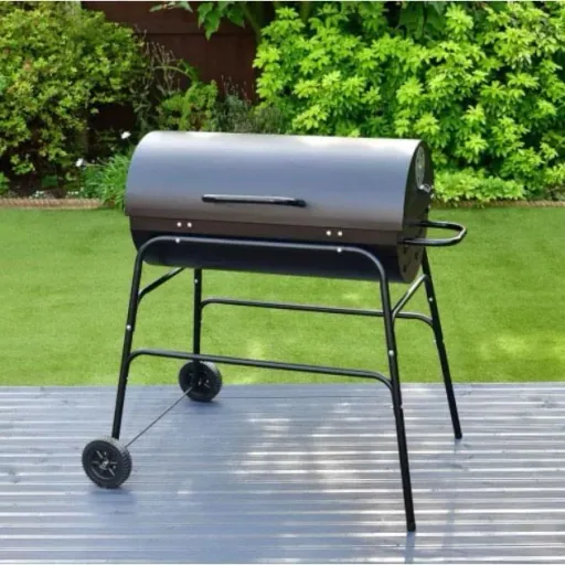 BBQ XL Holzkohlegrill - Zylinderform - Grillfläche (LxB) 71 x 35 cm - Schwarz