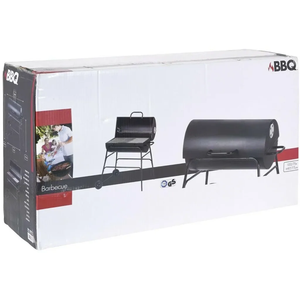 BBQ XL Holzkohlegrill - Zylinderform - Grillfläche (LxB) 71 x 35 cm - Schwarz