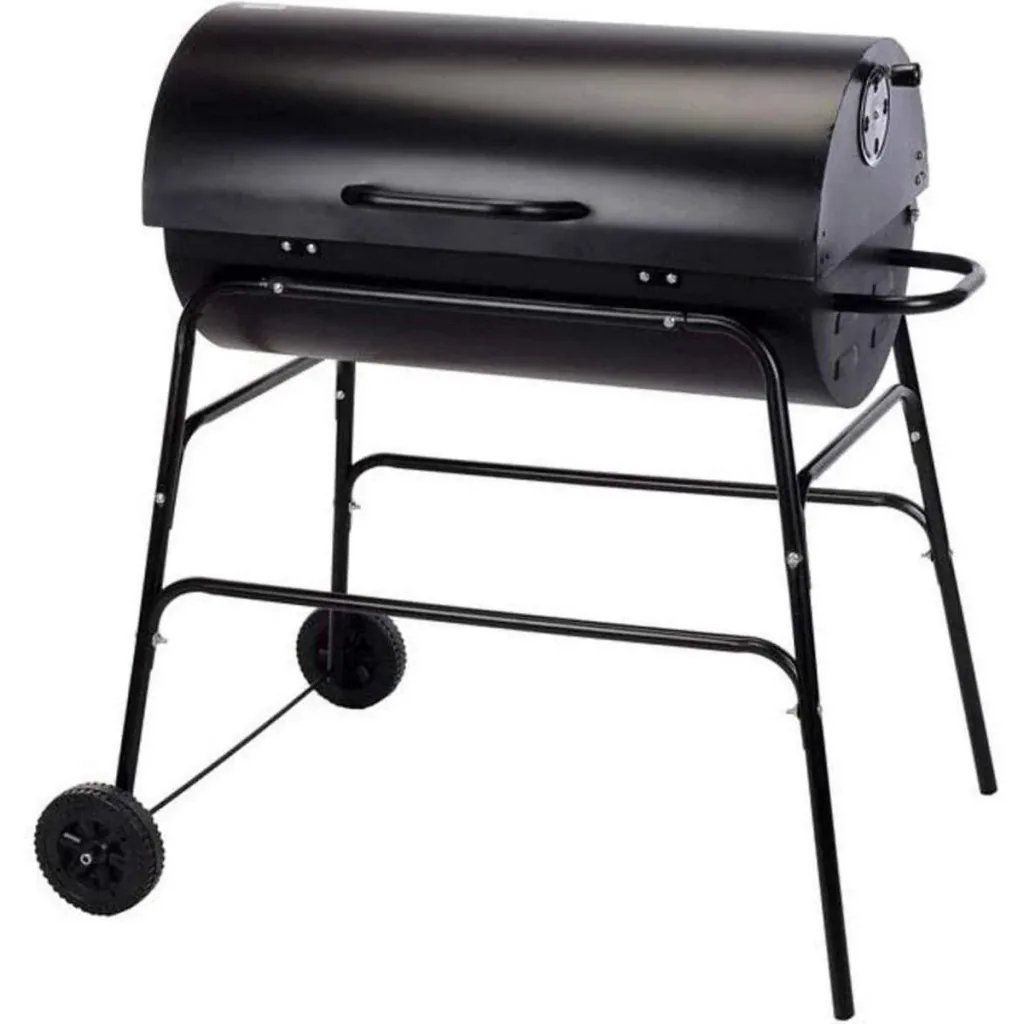 BBQ XL Holzkohlegrill - Zylinderform - Grillfläche (LxB) 71 x 35 cm - Schwarz
