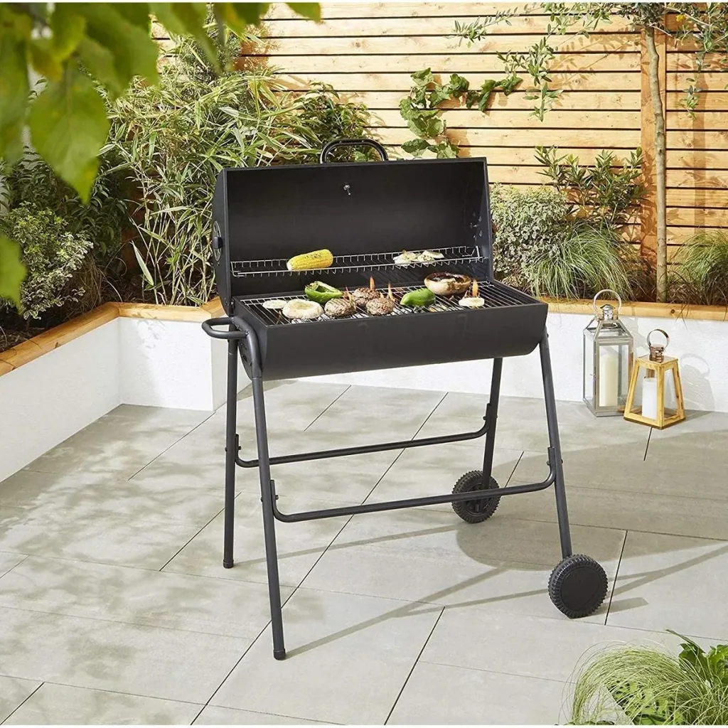 BBQ XL Holzkohlegrill - Zylinderform - Grillfläche (LxB) 71 x 35 cm - Schwarz