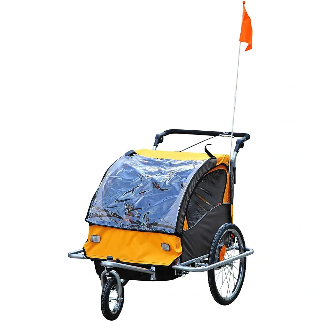 Fahrradanhänger Kinder Orange-Kaffeebraun 2 in 1 Jogger