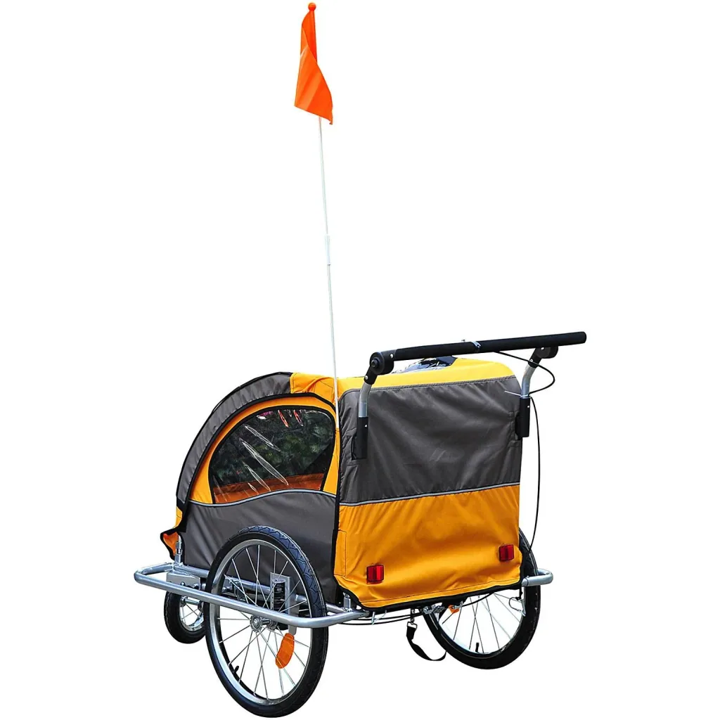 Fahrradanhänger Kinder Orange-Kaffeebraun 2 in 1 Jogger