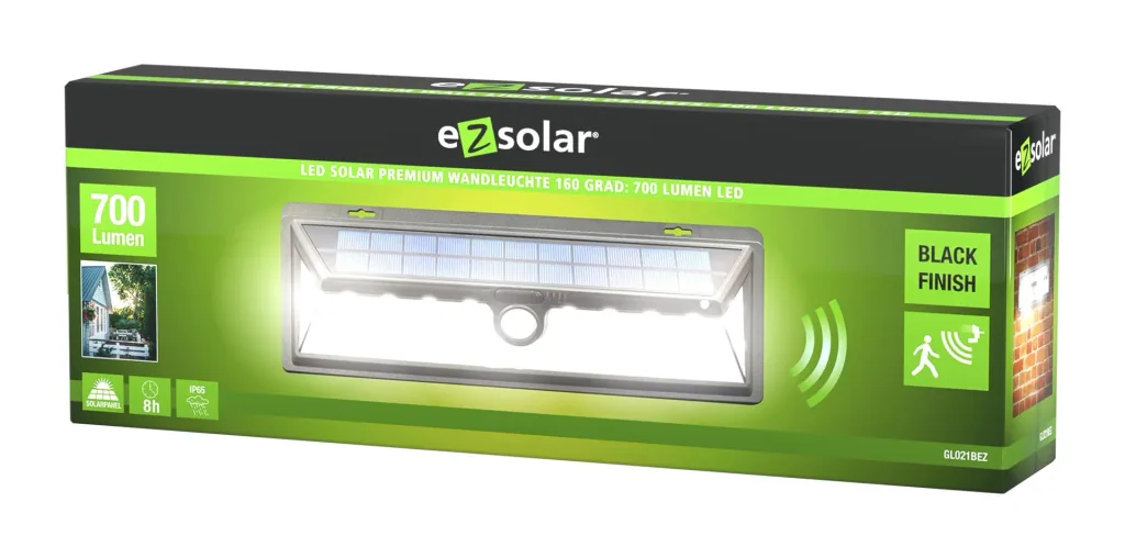 LED Solar Premium Wandlicht mit 160 Grad Ausleuchtung