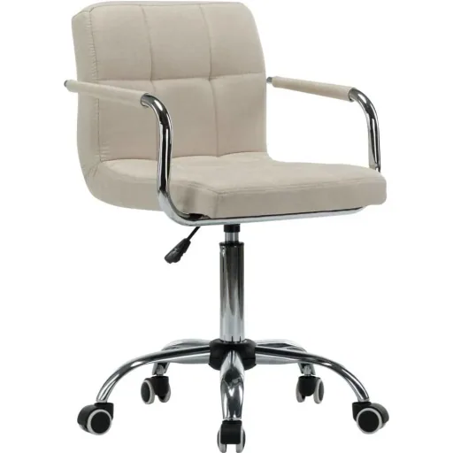 Esszimmerstühle drehbar 2 Stück Stoff creme