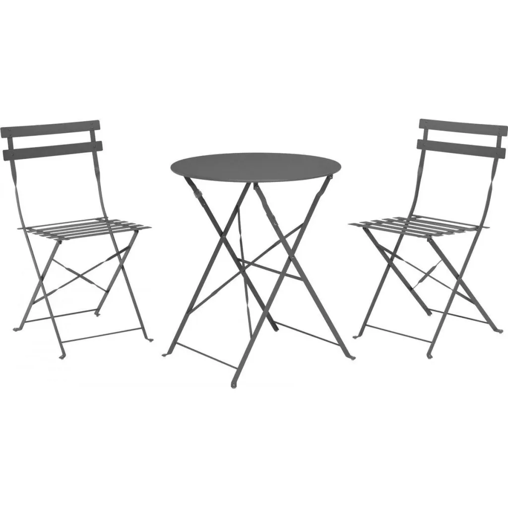 Pro Garden 3-teiliges Bistro-Set - Anthrazit - Stahl