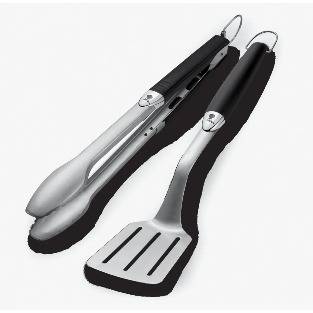 Premium Grillbesteck 2-teilig, Edelstahl, Schwarz