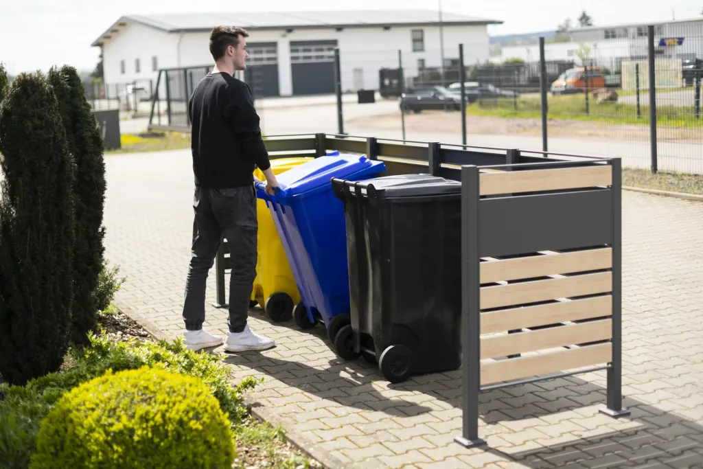 Mülltonnenverkleidung Planum 4er Box, 120 cm, holzoptik