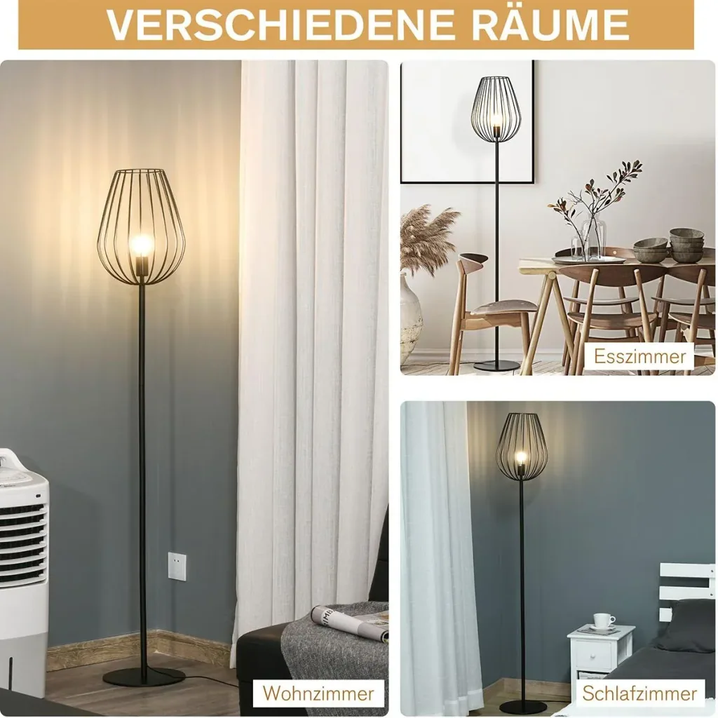 Stehleuchte im Retro-Industriestil schwarz
