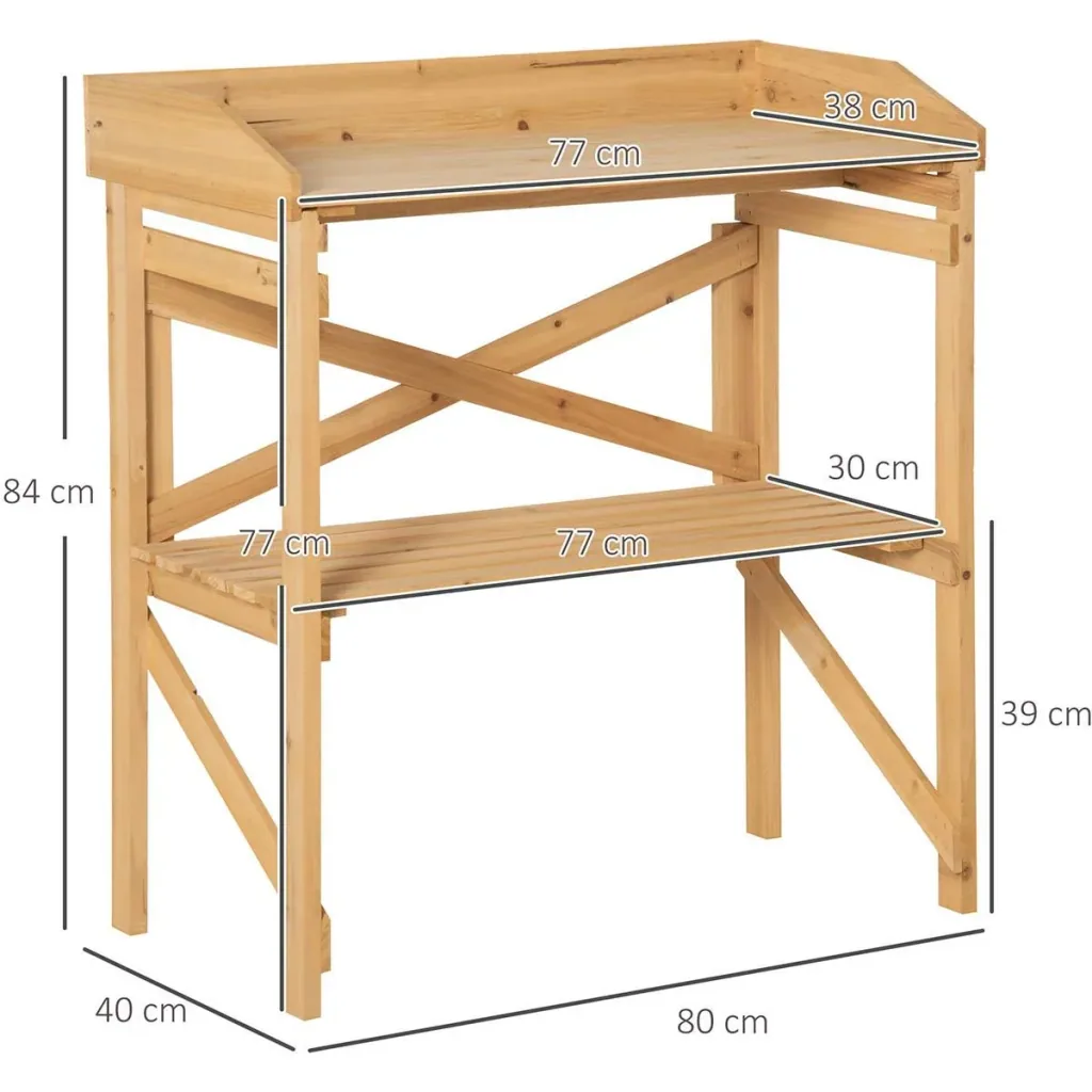 Pflanztisch mit Ablagefläche Blumentisch Gärtnertisch Garten Holz Hellbraun 80 x 40 x 84 cm