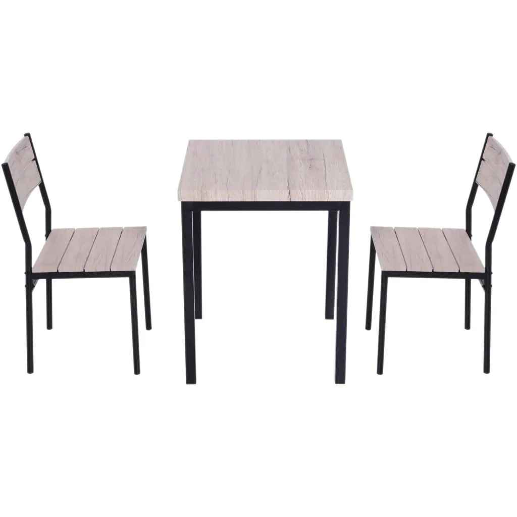 3-teilige Essgruppe Sitzgruppe Esstisch Set Holztisch mit 1 Tisch + 2 Stühlen