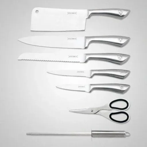 8-teiliges Messerset mit Ständer - silber