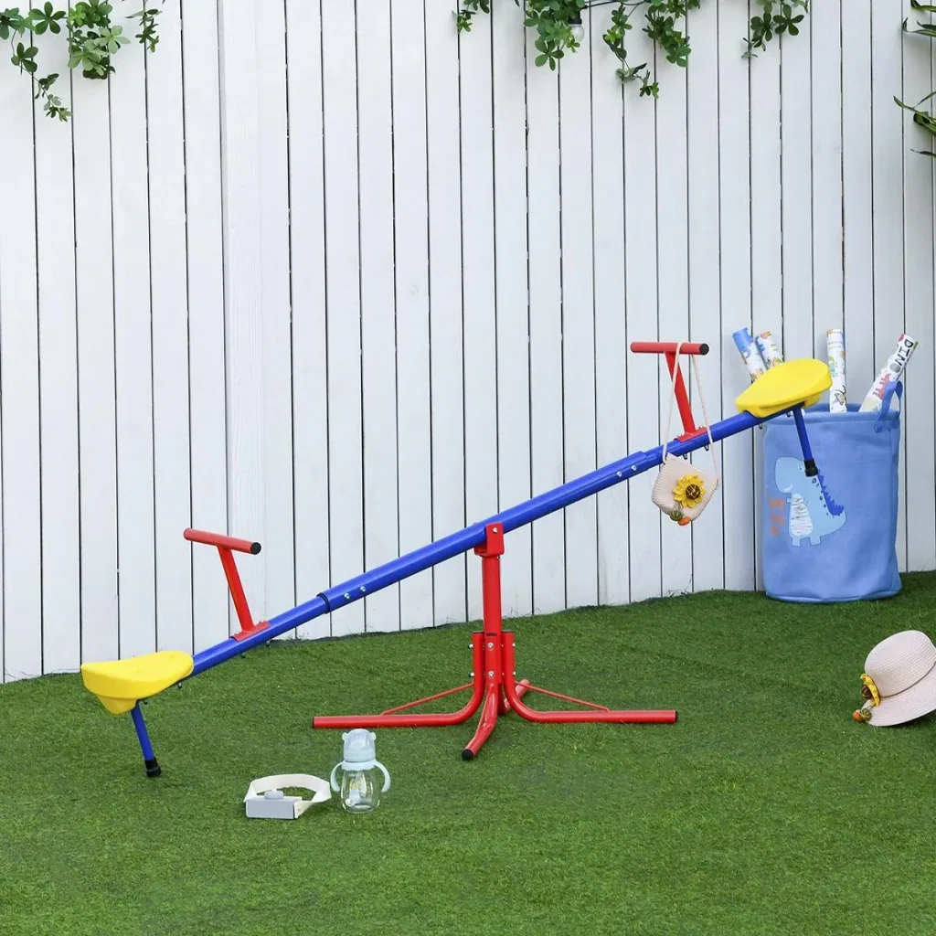 Kinder Gartenwippe 360° drehbare Wippe Karussellwippe für 3-8 Jahre Metall Mehrfarbig 182 x 77 x 63 cm