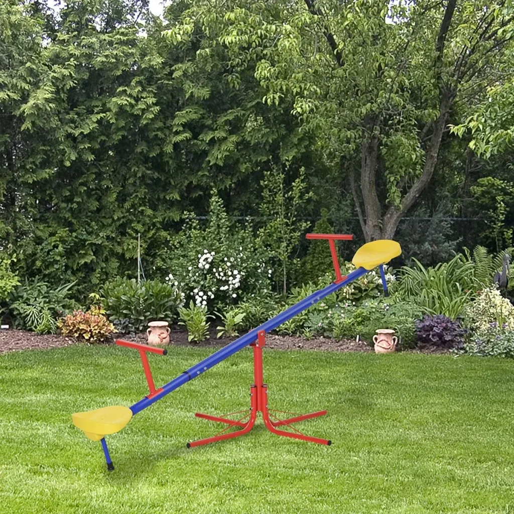 Kinder Gartenwippe 360° drehbare Wippe Karussellwippe für 3-8 Jahre Metall Mehrfarbig 182 x 77 x 63 cm