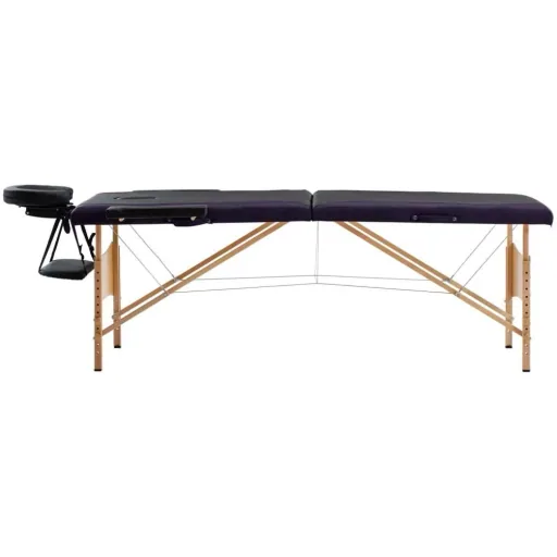 Klappbarer Massagetisch 2 Zonen Holz schwarz