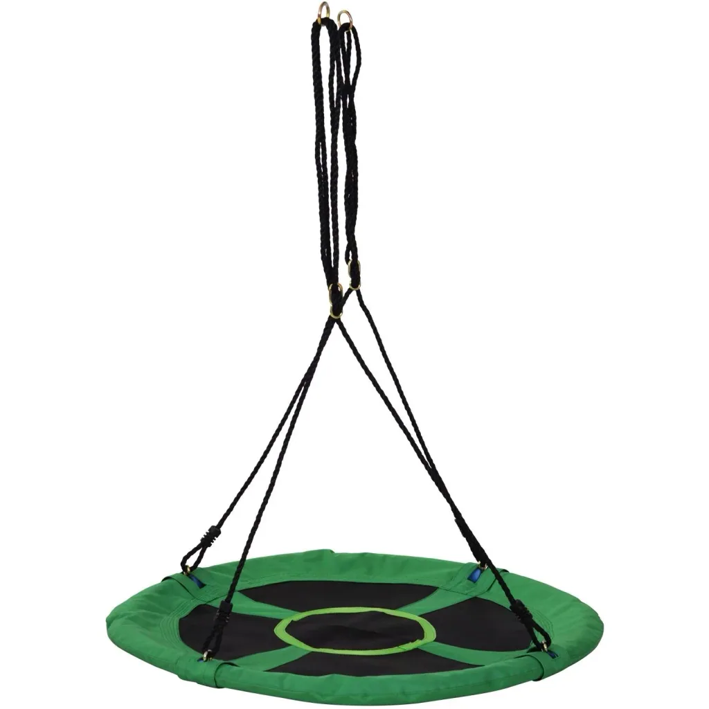 Nestschaukel Tellerschaukel Kinderschaukel Gartenschaukel bis 100 kg belastbar Grün + Schwarz Ø100 cm