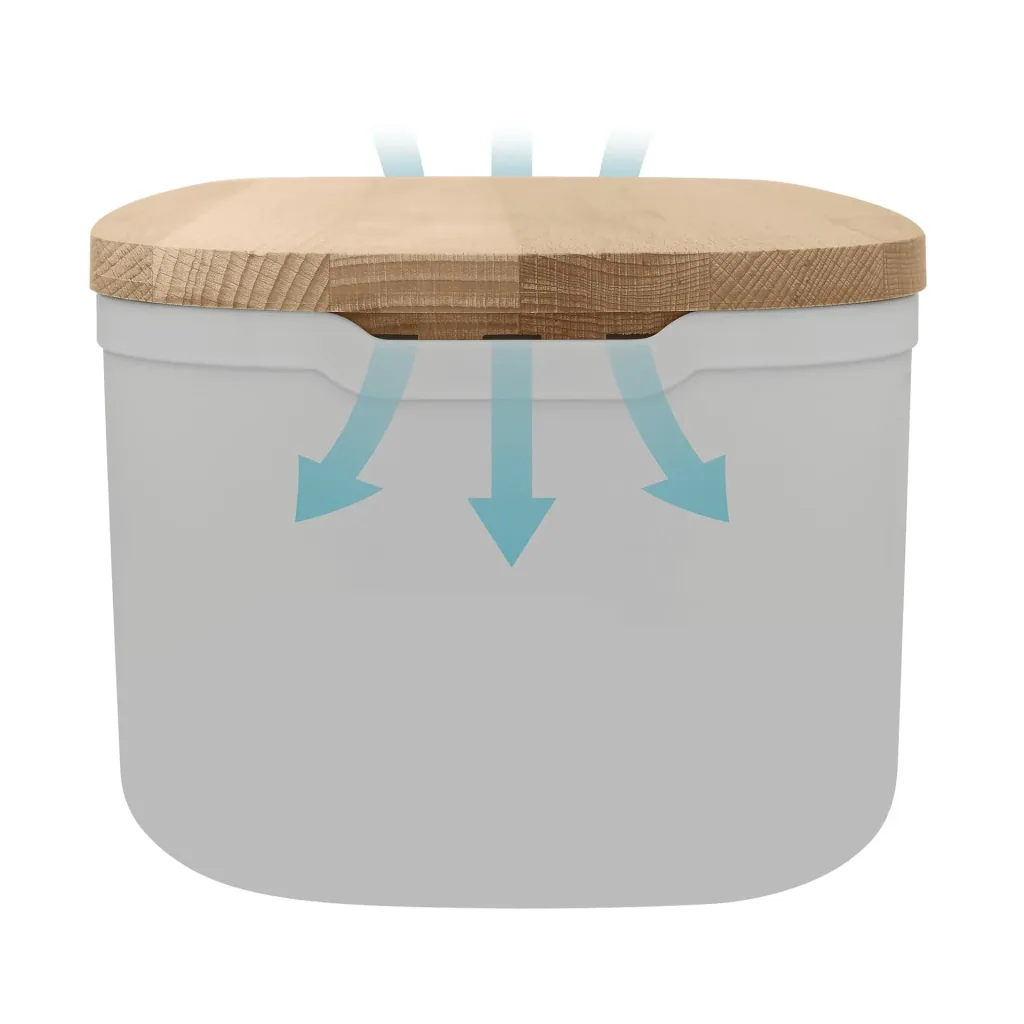 Brotkasten Bready mit 2-in-1 Wendedeckel Buchenholz