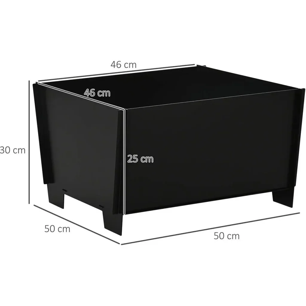 Feuerschale demontierbar steckbar Feuerkorb Feuerstelle für Garten Camping BBQ Stahl Schwarz 50 x 50 x 30 cm