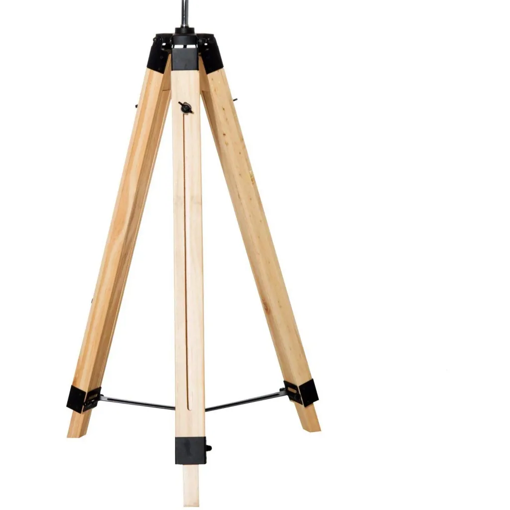 Stehlampe Dreibein höhenverstellbar 99-143cm E27 Kiefer Grau