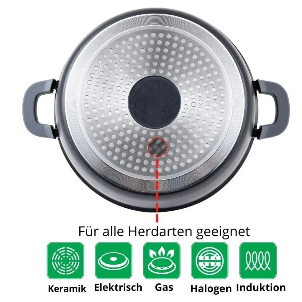 Kochtopf/Kasserolle - mit Deckel - 24 cm - Schwarz