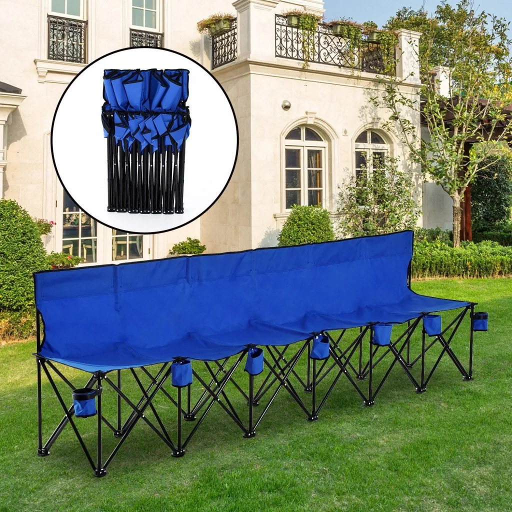Campingbank Faltbank 6-Sitzer mit Tragetasche blau