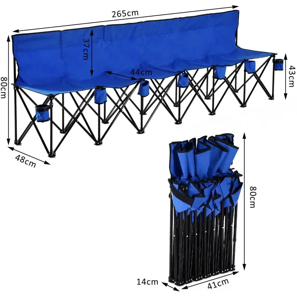 Campingbank Faltbank 6-Sitzer mit Tragetasche blau