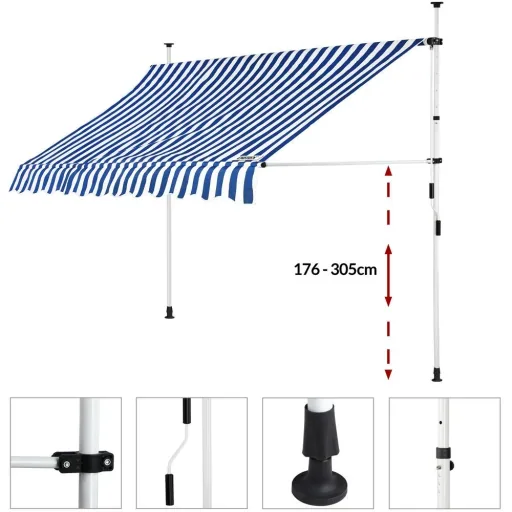 Klemmmarkise blau/weiß 250cm