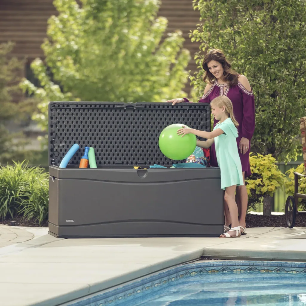 Lifetime Kissenbox 495 L Grau 152.5×61×67 cm – wetterfeste Auflagenbox aus HDPE