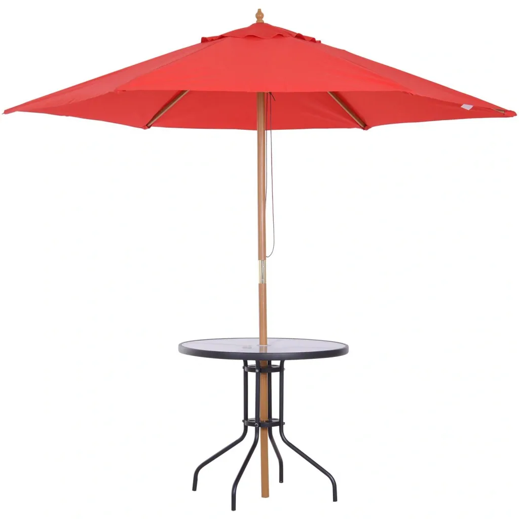 Gartentisch Balkontisch Bistrotisch Gartenmöbel mit Schirmloch Hartglas + Metall Schwarz Ø80 x 72 cm