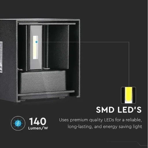 VT-759-12 LED-Wandleuchte - 11W - 3000K - 1360 Lumen - Schwarz