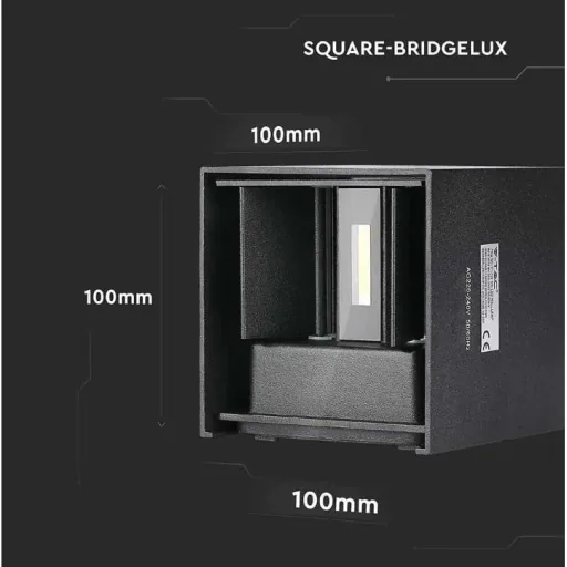 VT-759-12 LED-Wandleuchte - 11W - 3000K - 1360 Lumen - Schwarz