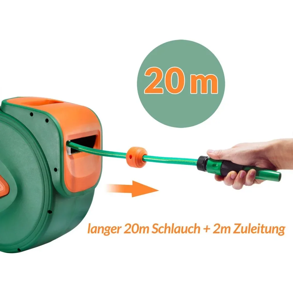 Gartenschlauchhaspel mit Schlauchtülle 20m + 2m Versorgungsleitung