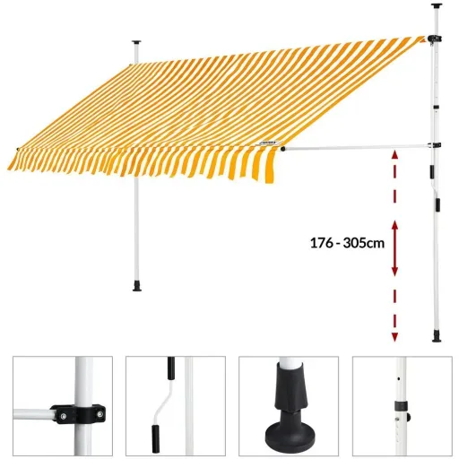 Klemmender Baldachin Gelb/Weiß 400cm