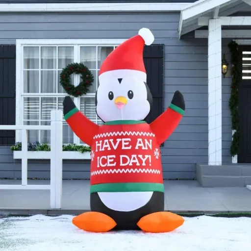 Aufblasbare Pinguin-Figur 1,88 m Weihnachtsdekoration mit Lichtern