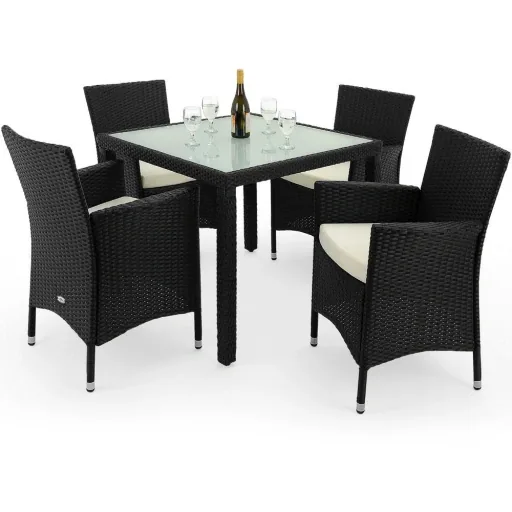 Gartenmöbelset Bali-Polyrattan schwarz stapelbar 9-teilig