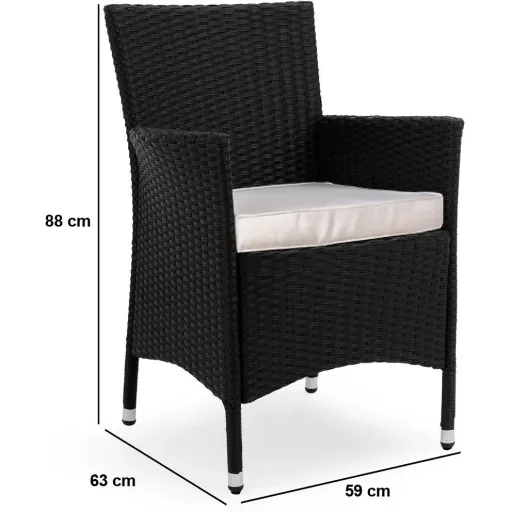 Gartenmöbelset Bali-Polyrattan schwarz stapelbar 9-teilig