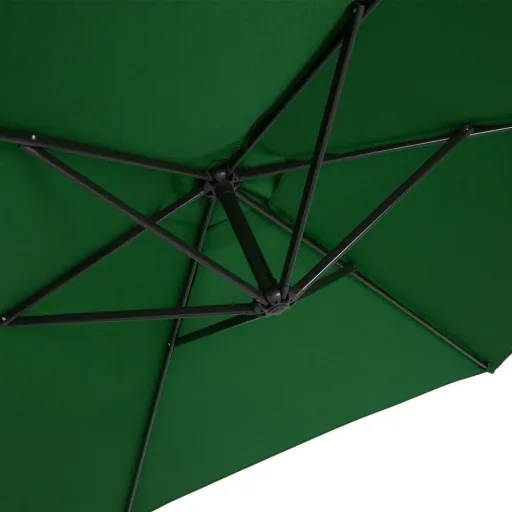 Sonnenschirm faltbar aus Aluminium grün mit Girlande Ø 330 cm
