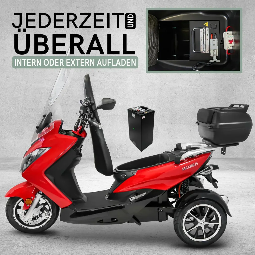 Maximus MX3-25 3 Rad Elektromobil 60V 32,5 AH Lithium Akku 1500W Motor 2 Personen Zulassung mit Topcase