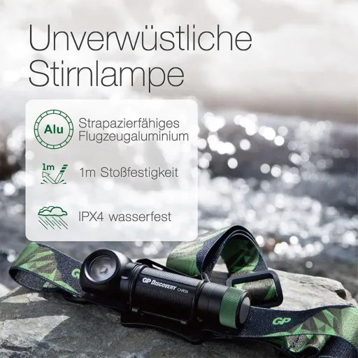DISCOVERY Akku 2in1 Stirnleuchte und Taschenlampe mit Magnetbefestigung und 600 Lumen, IPX4