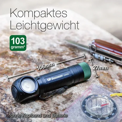 DISCOVERY Akku 2in1 Stirnleuchte und Taschenlampe mit Magnetbefestigung und 600 Lumen, IPX4