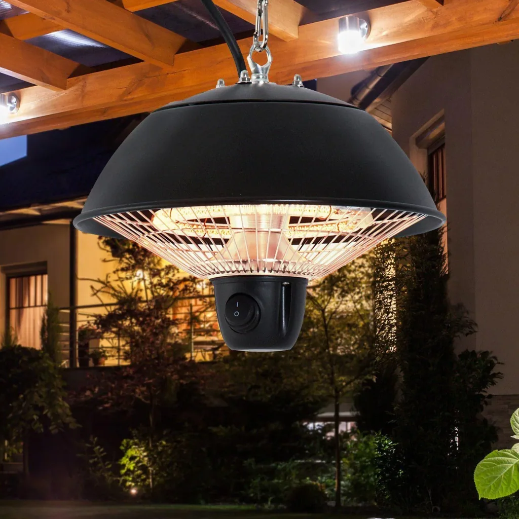 Deckenheizstrahler Heizstrahler 600W Schwarz Ø25