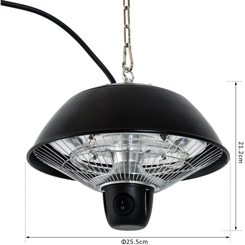 Deckenheizstrahler Heizstrahler 600W Schwarz Ø25