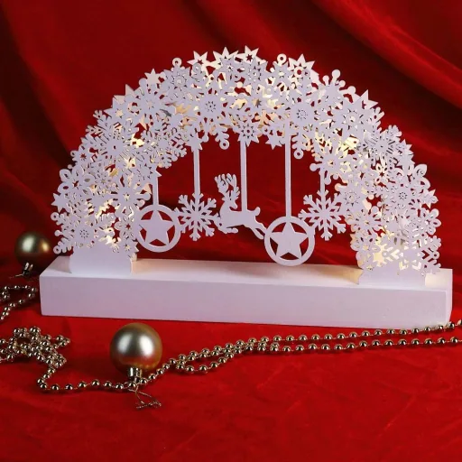 Kerze Bogen Weihnachten Schneeflocken Weiß