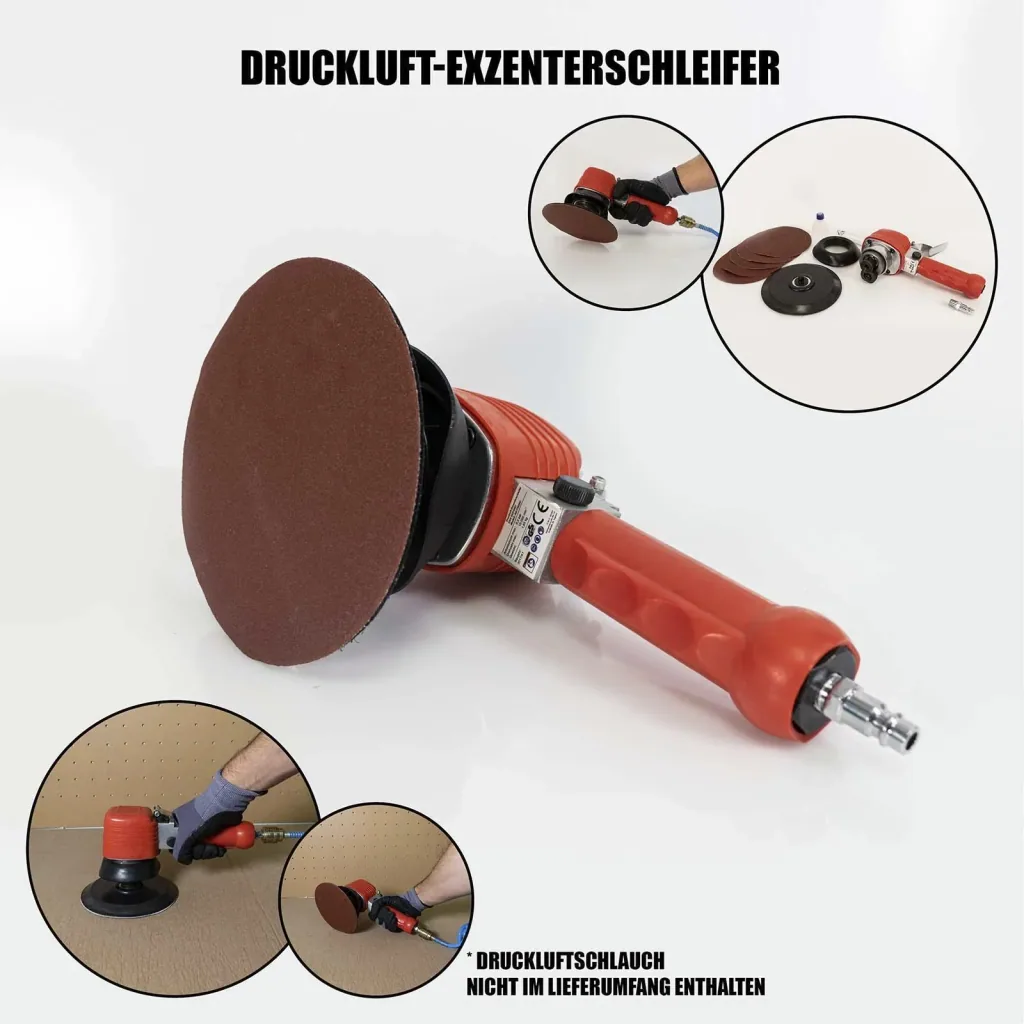 Druckluft-Exzenterschleifer mit 5 Schleifpads