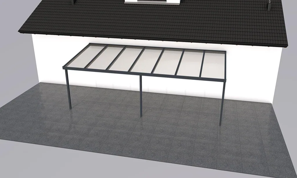 Terrassendach Premium, anthrazit, 7120 x 3060 mm - Acryl Stegplatten 16mm, klar